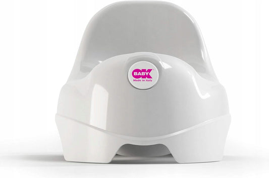 OKBABY nocnik 18 m+ biały, ergonomiczny nocnik dla dzieci z osłoną przed rozpryskami, polipropylen BPA free
