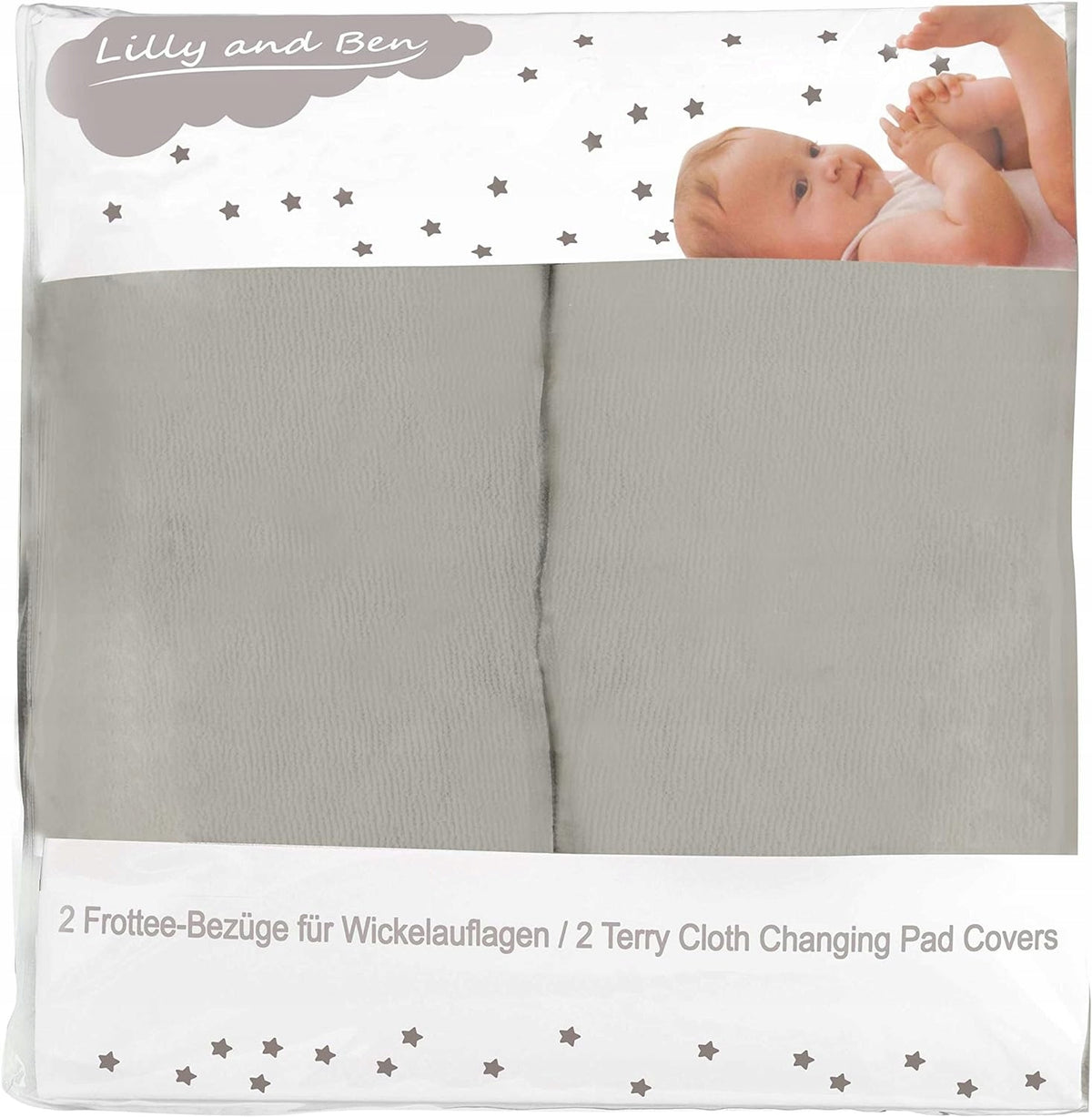 LILLY UND BEN 2x Frottee-Bezug für Wickelauflage 75-95x65-85 L