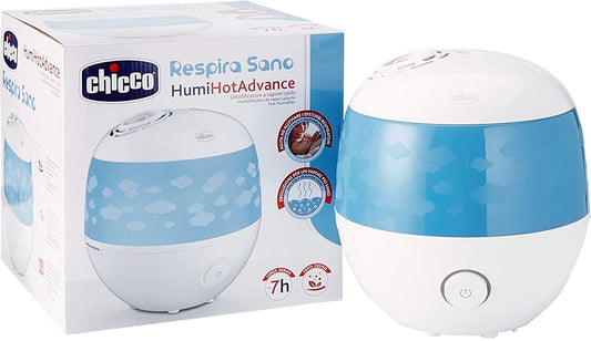 CHICCO Humi Hot Advance NAWILŻACZ POWIETRZA biało-niebieski, używany nawilżacz z opakowaniem, do 7 godzin pracy