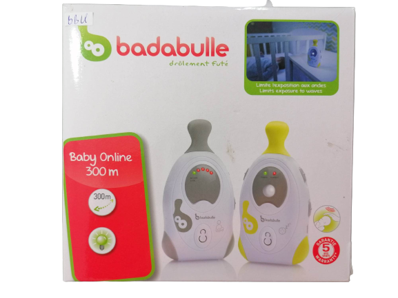 BADABULLE Baby Online 300m NIANIA ELEKTRONICZNA analogowa niania elektroniczna, biały zestaw z 2 jednostkami