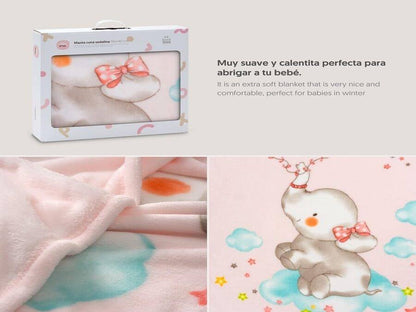 Interbaby Elefante Cometa roze deken 110x140 cm
