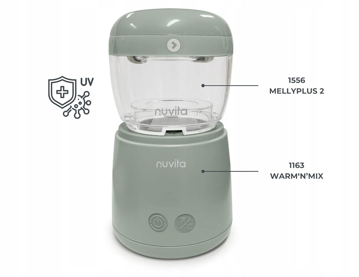 NUVITA Warm'N'Mix draagbare flessenwarmer geschikt voor flessen van verschillende merken 9 x 8,5 cm