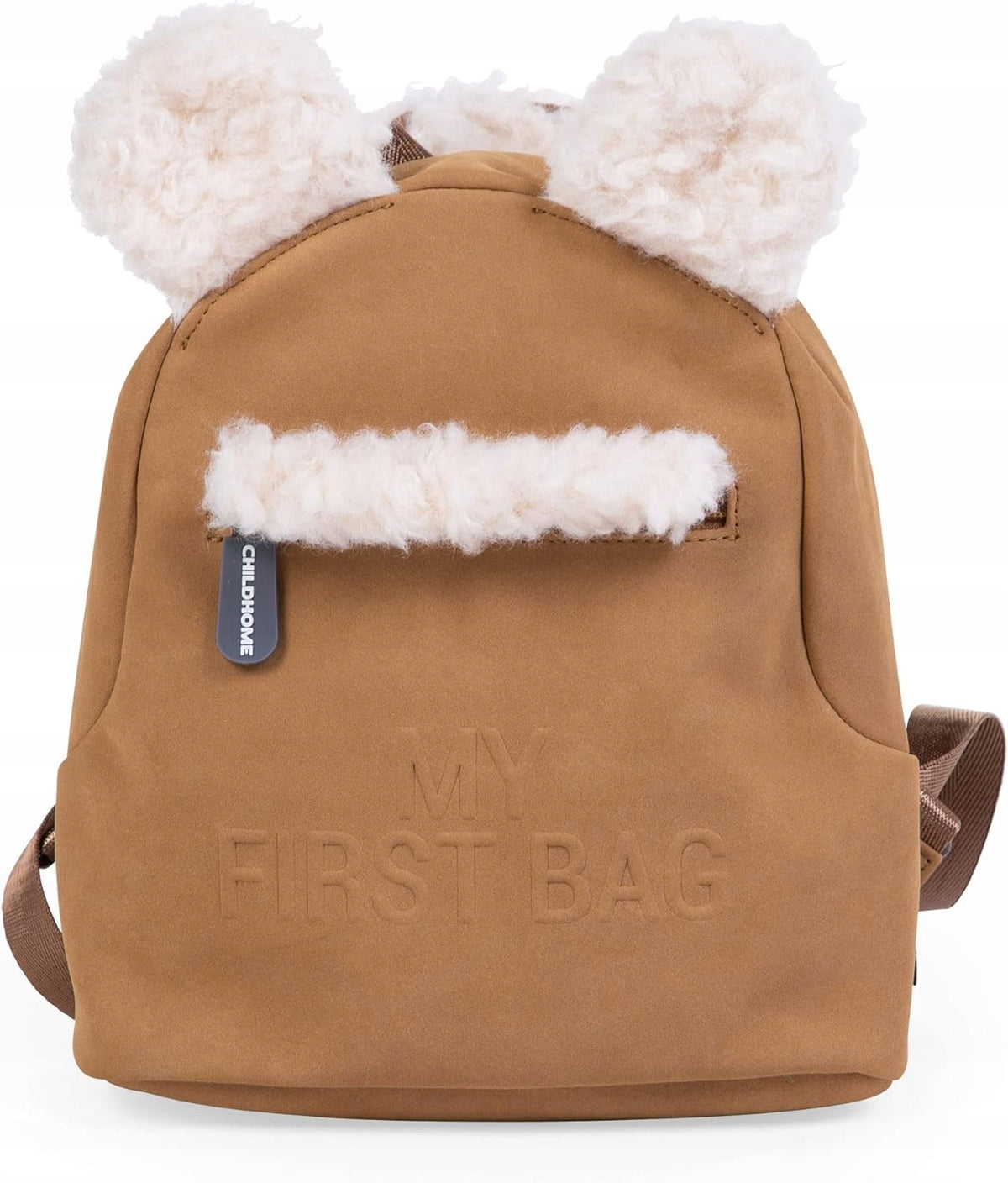 CHILDHOME My First Bag PLECAK dla dzieci NUBUK brązowy, miękki plecak z futrzanymi uszami