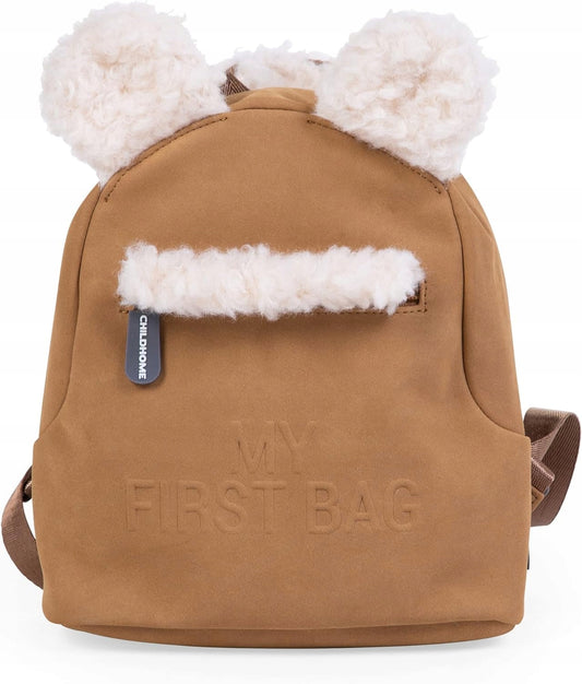 CHILDHOME My First Bag PLECAK dla dzieci NUBUK brązowy, miękki plecak z futrzanymi uszami