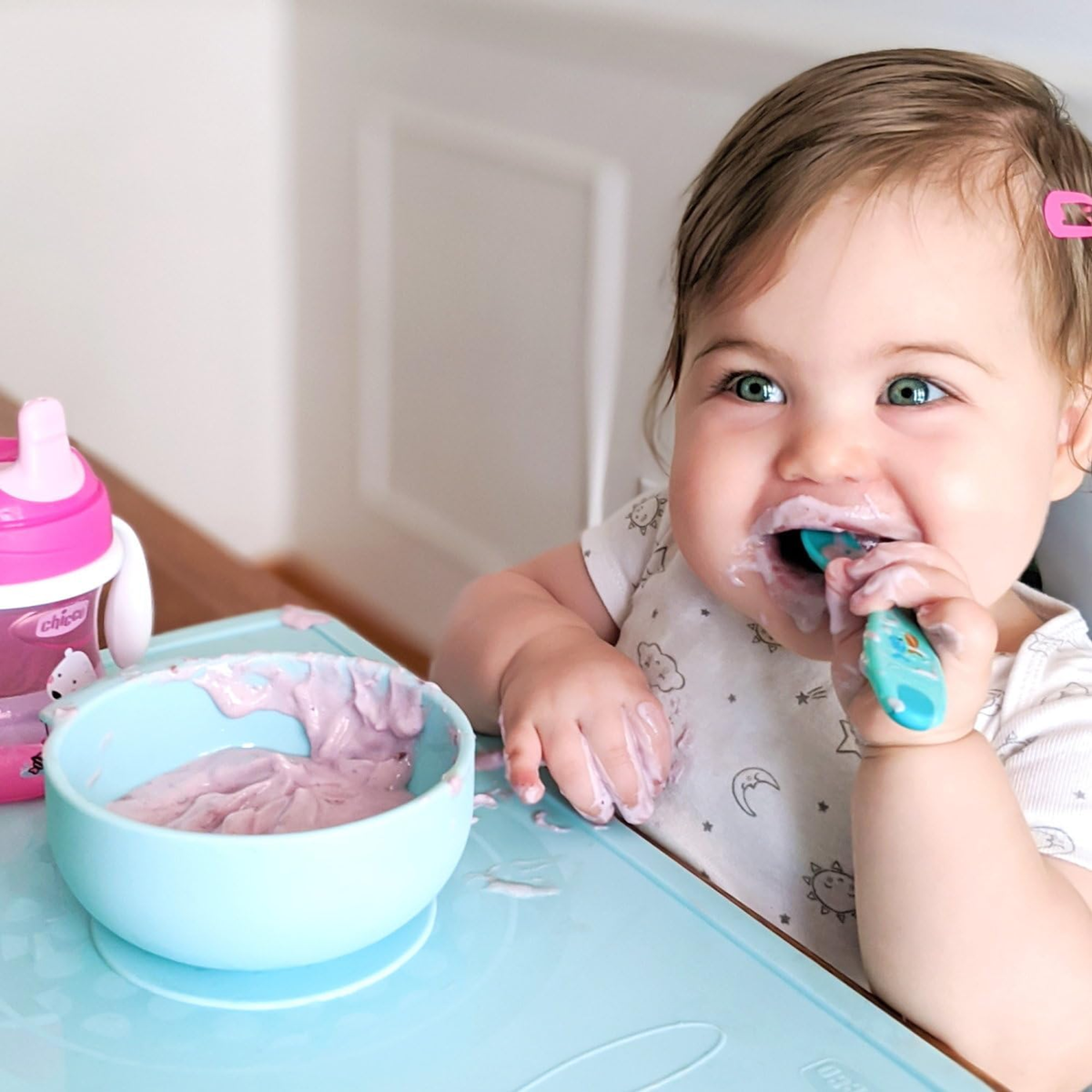 CHICCO Easy Start siliconen set kom lepel slabbetje