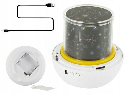 SPECIAL SWEET lampka nocna + projektor, 5 motywów, biały projektor USB z motywem gwieździstego nieba