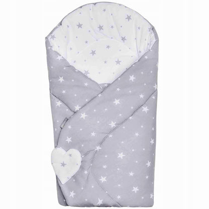 SEVIRA KIDS rożek becik 80 x 80 cm dwustronny szaro-biały w gwiazdki, becik Minky dla dziecka
