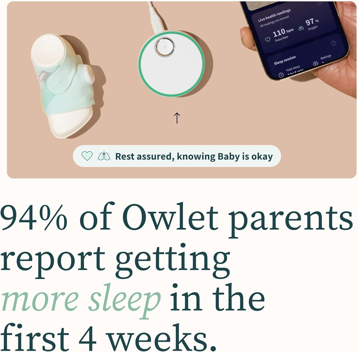 OWLET DREAM SOCK pulsometr pulsní oxymetr 2v1 pro kojence 0-18 měsíců