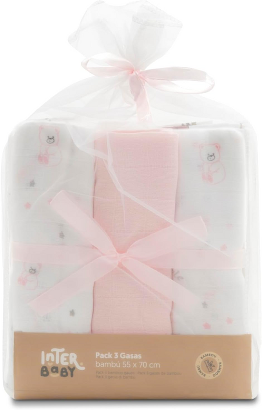 INTERBABY bamboe gaas luiers 55 x 70 cm 3 stuks