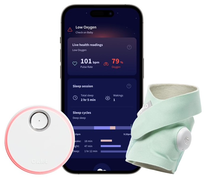 OWLET DREAM SOCK hartslagmeter pulsoximeter 2-in-1 voor baby's 0-18 maanden