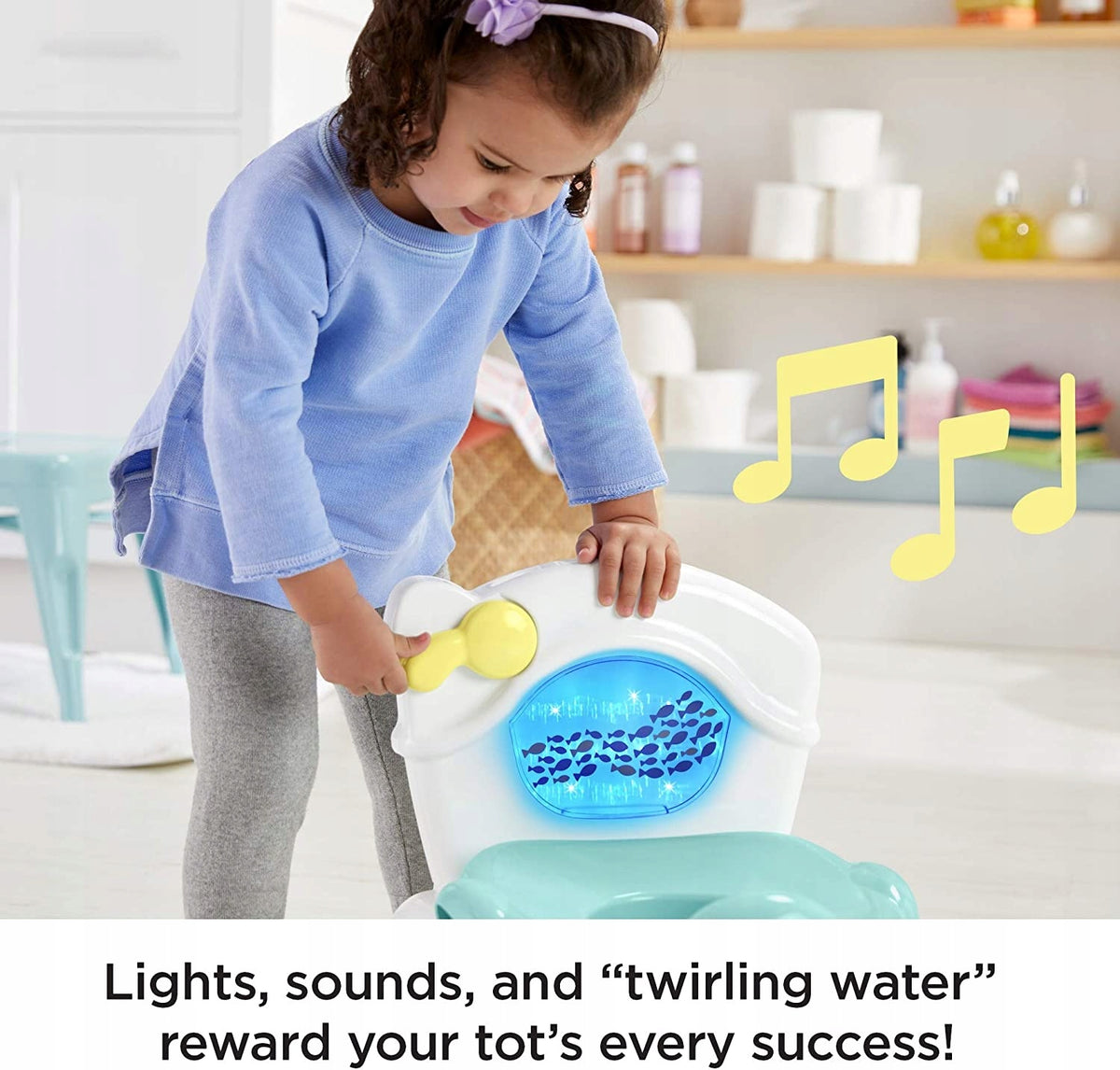 FISHER PRICE nocnik z rybkami ŚWIATŁO DŹWIĘK interaktywny nocnik dla dzieci z efektami światła i dźwięku