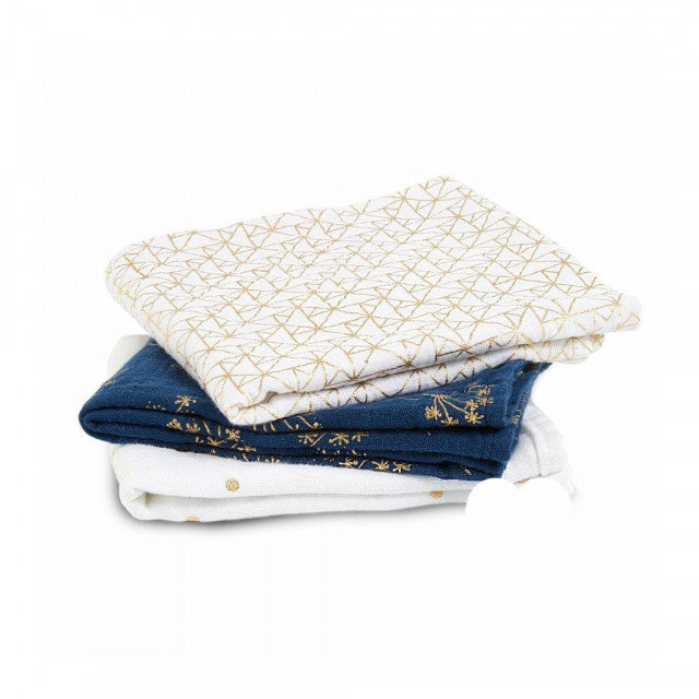 ADEN+ANAIS teli avvolgenti in cotone 70x70 decorazione dorata