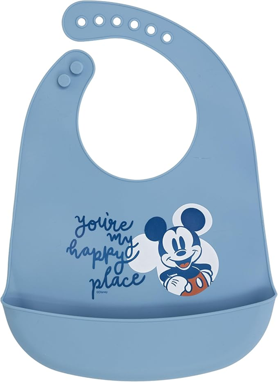 STOR siliconen slabbetje met zakje MICKEY MOUSE