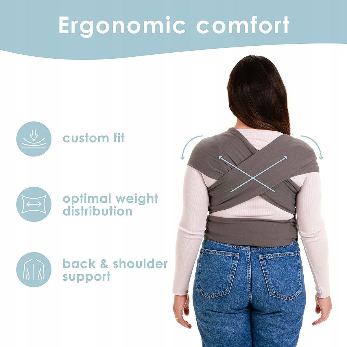 SLEEPY WRAP chusta elastyczna do noszenia, ergonomiczne noszenie dziecka, custom fit i wsparcie pleców