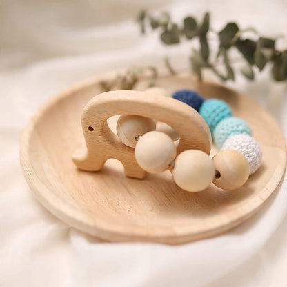 MAMIMAMI houten bijtring en kralen + olifant etui