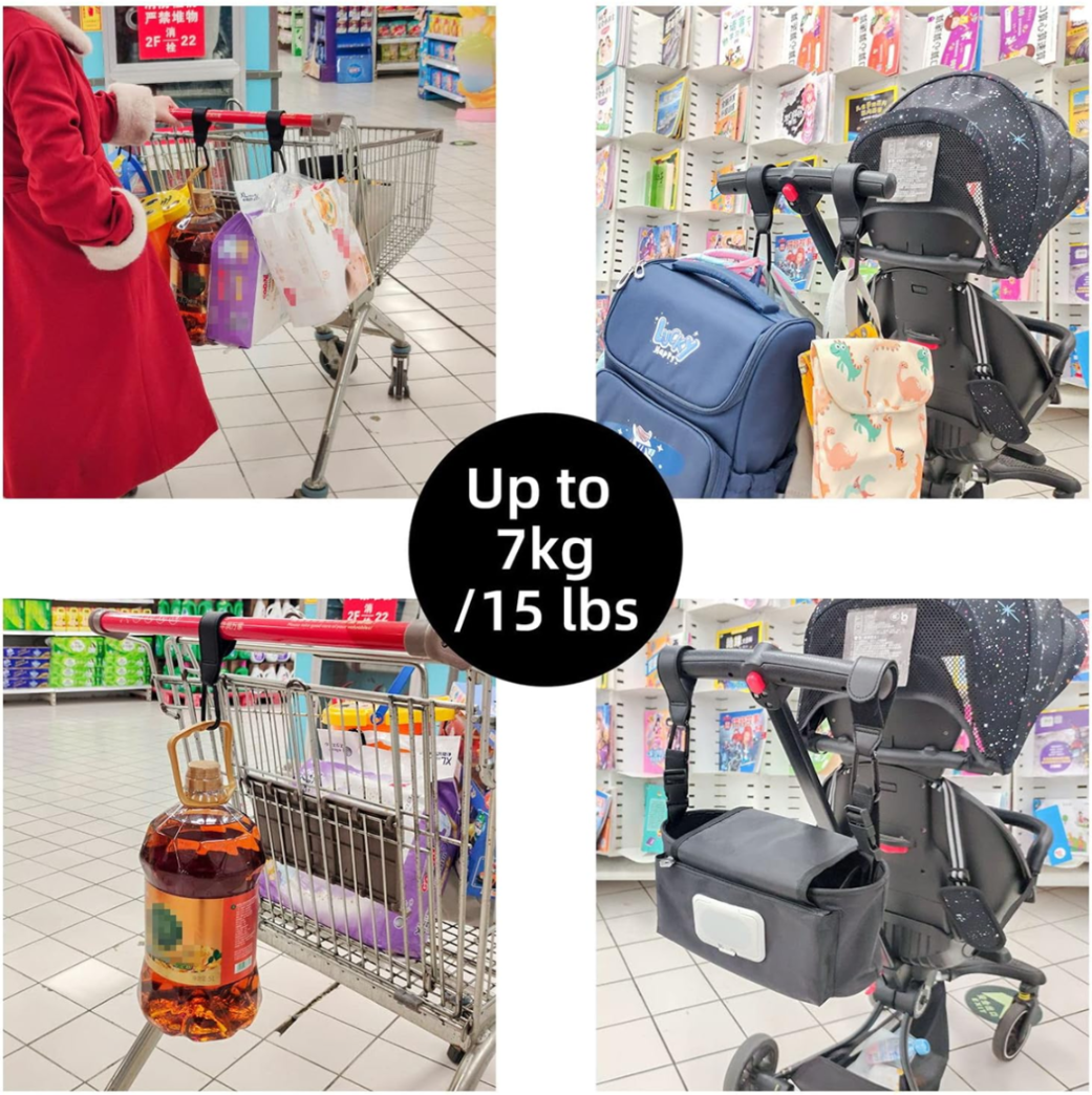 HAAKJES handgrepen voor het bevestigen van een tas aan het frame van de kinderwagen 2 stuks KARABIJNHAAKJES