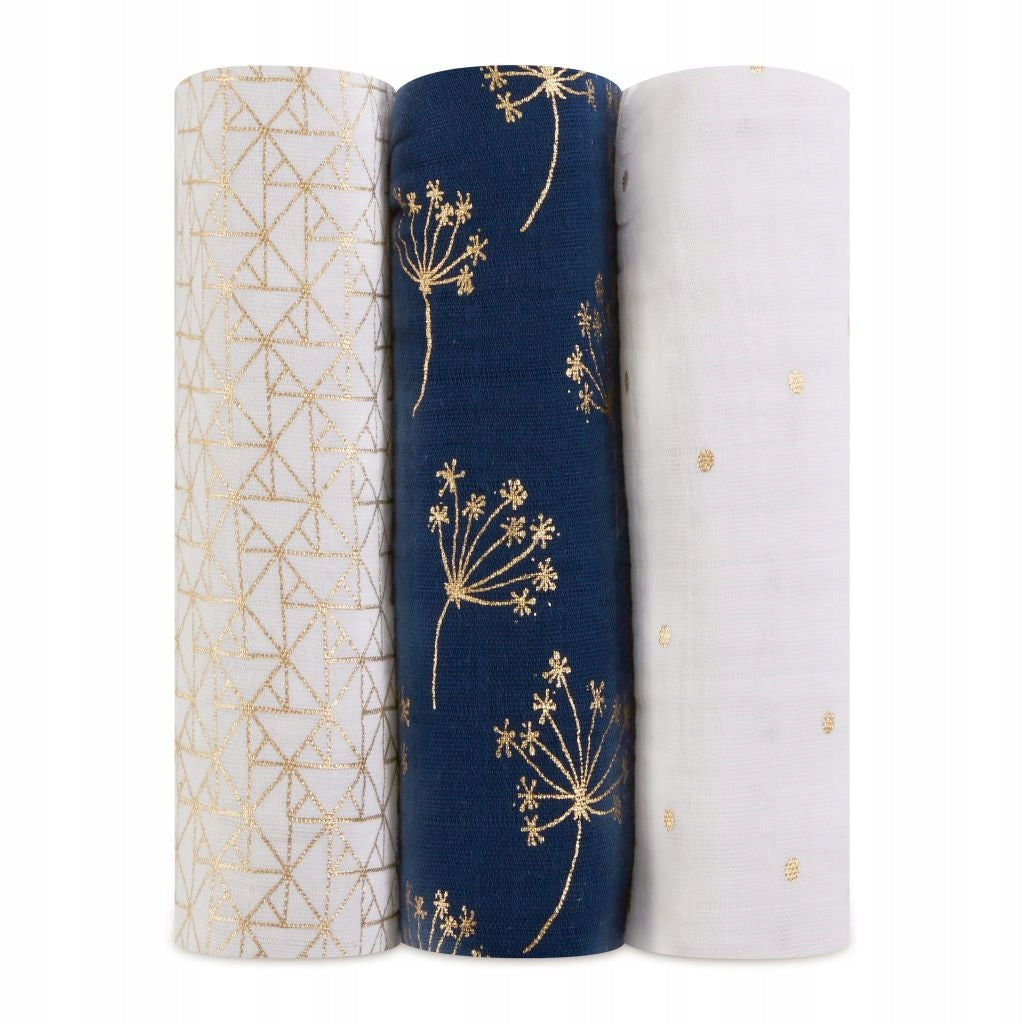 ADEN+ANAIS teli avvolgenti in cotone 70x70 decorazione dorata