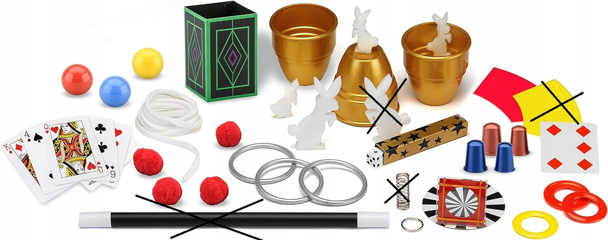 KOSMOS Szkoła Magii złota edycja 150 sztuczek instrukcja J. NIEMIECKI – zestaw rekwizytów magicznych