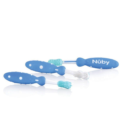 Nuby ID754 tandenborstelset blauw x3