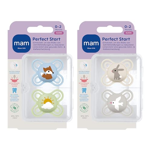 MAM Perfect Day & Night smoczek uspokajający silikonowy 0-6m x4 ŚWIECĄCE, zestaw 4 smoczków 0-2 miesiące