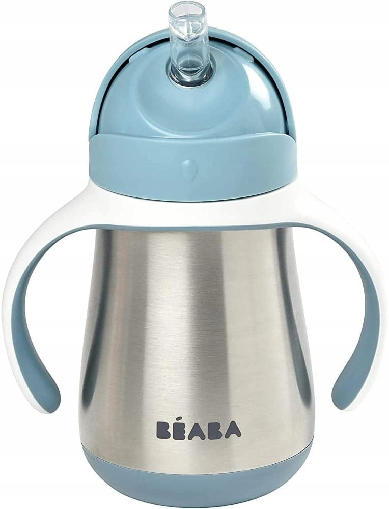 BEABA vaso antiderrame con pajita acero inoxidable 250 ml