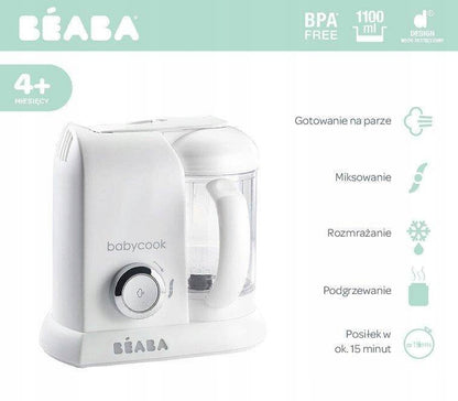 BEABA Babycook ROBOT KUCHENNY 4w1 parowar, mikser, biały, BPA free, 1100 ml