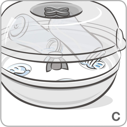 TIGEX Express magnetronsterilisator voor 5 flessen en accessoires 4 minuten