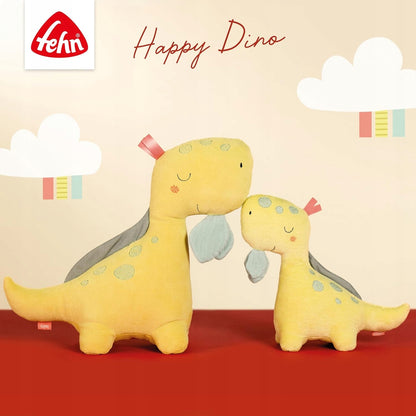 FEHN Happy Dino komforter przytulanka DINOZAUR 30 cm uchwyt smoczka, miękka przytulanka dla niemowląt 0+