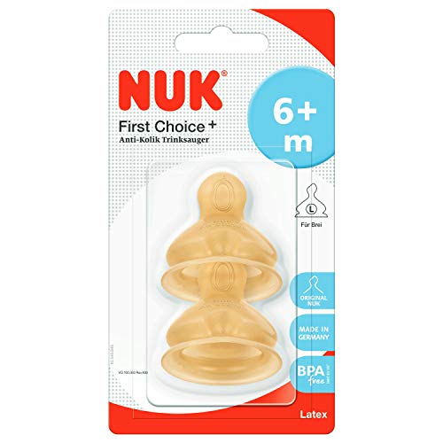 NUK First Choice Plus latex nipples L x2 for thick liquids