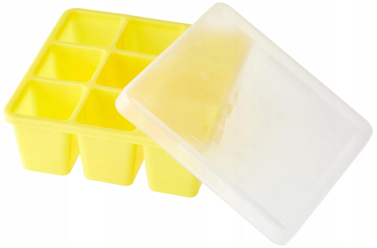NUK Fresh Foods silikonowa forma do zamrażania żywności 9 x 60 ml, żółta, silikonowa, BPA free z pokrywką