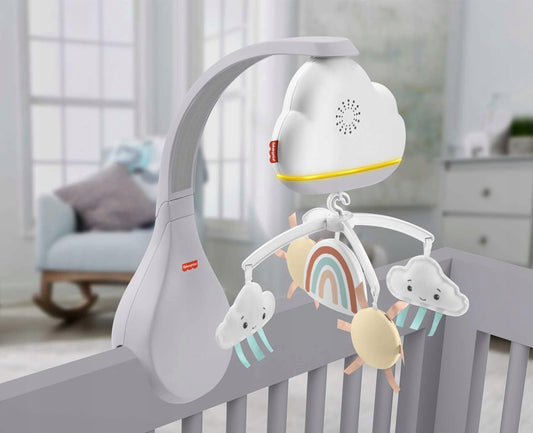 FISHER PRICE 2 σε 1 μουσικό παιχνίδι κούνιας με αισθητήρα θορύβου, επιτραπέζιο νυχτερινό φως