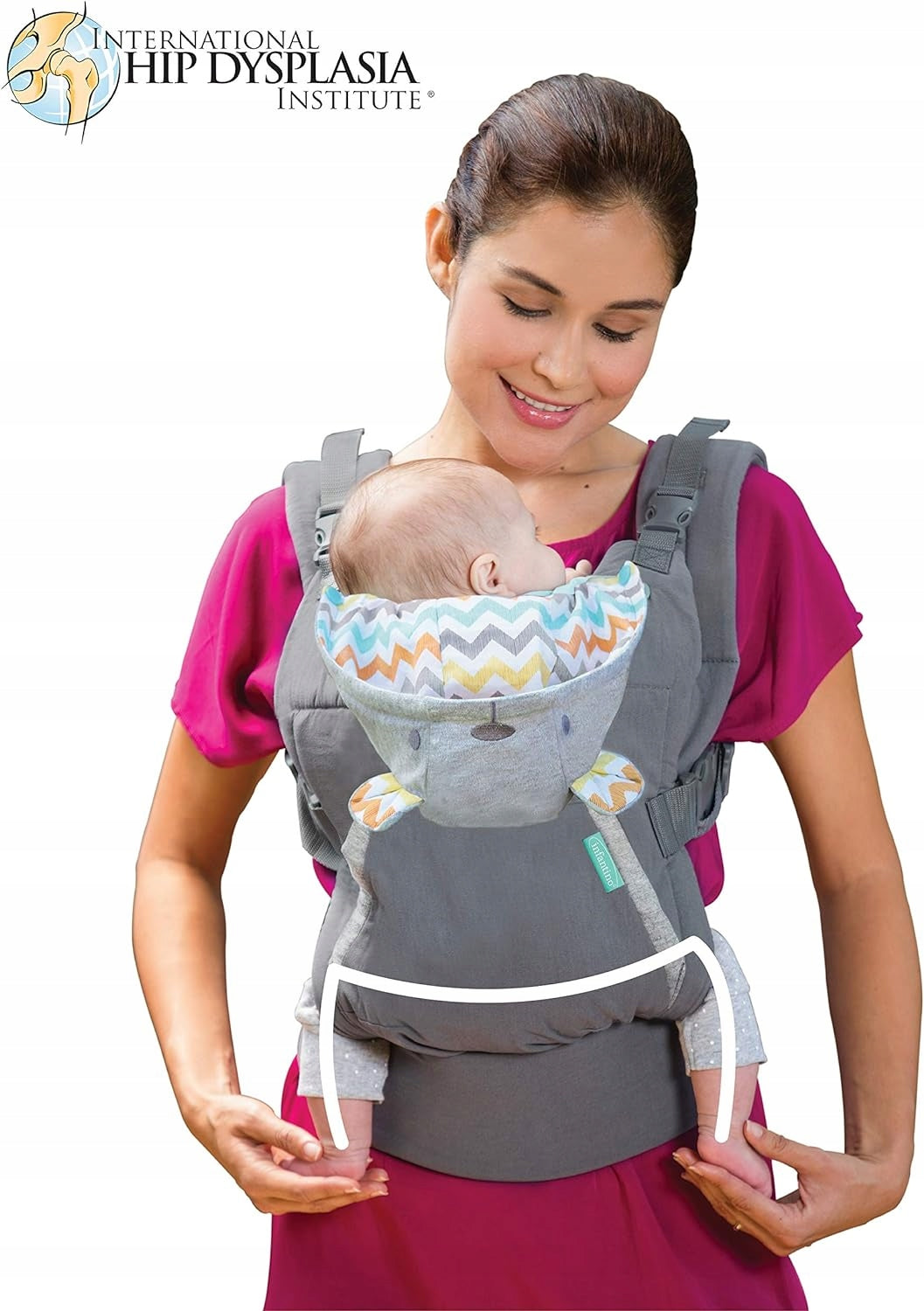 INFANTINO Cuddle Up nosidełko ergonomiczne 5,5 - 18 kg z kapturem dla niemowlęcia w pozycji M
