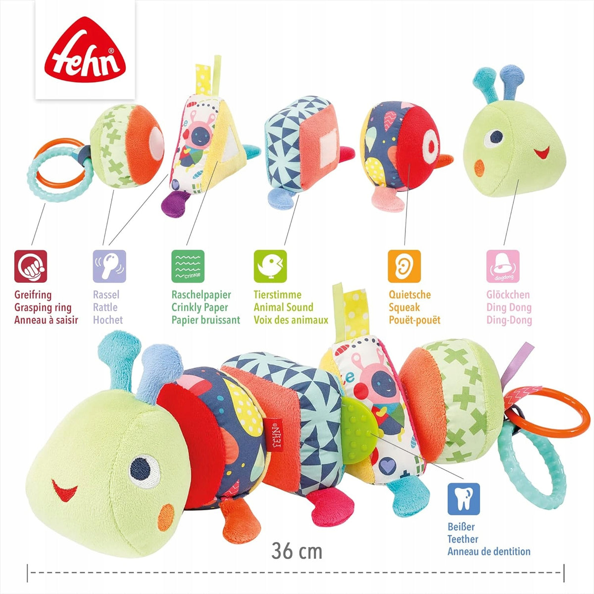 FEHN Color Friends chenille puzzle à scratch SENSORIELLE 36cm