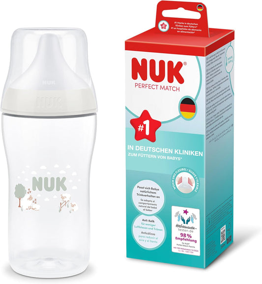 NUK Perfect Match butelka 260 ml 3 m+ smoczek M z antykolkowym systemem i wskaźnikiem temperatury