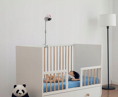SIMSHINE Baby Pro kamera niania elektroniczna 2K FHD + maszt, biało-różowa kamera nad łóżeczkiem dziecka
