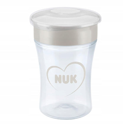 NUK Magic Cup KUBEK NIEKAPEK ustnik 360 szary kubek niekapek 230 ml z pokrywką, BPA free