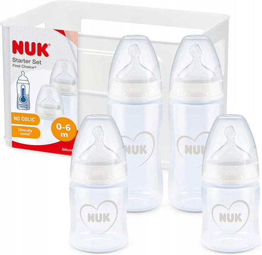Set NUK NO COLIC 4 biberon cestino CONTROLLO TEMPERATURA