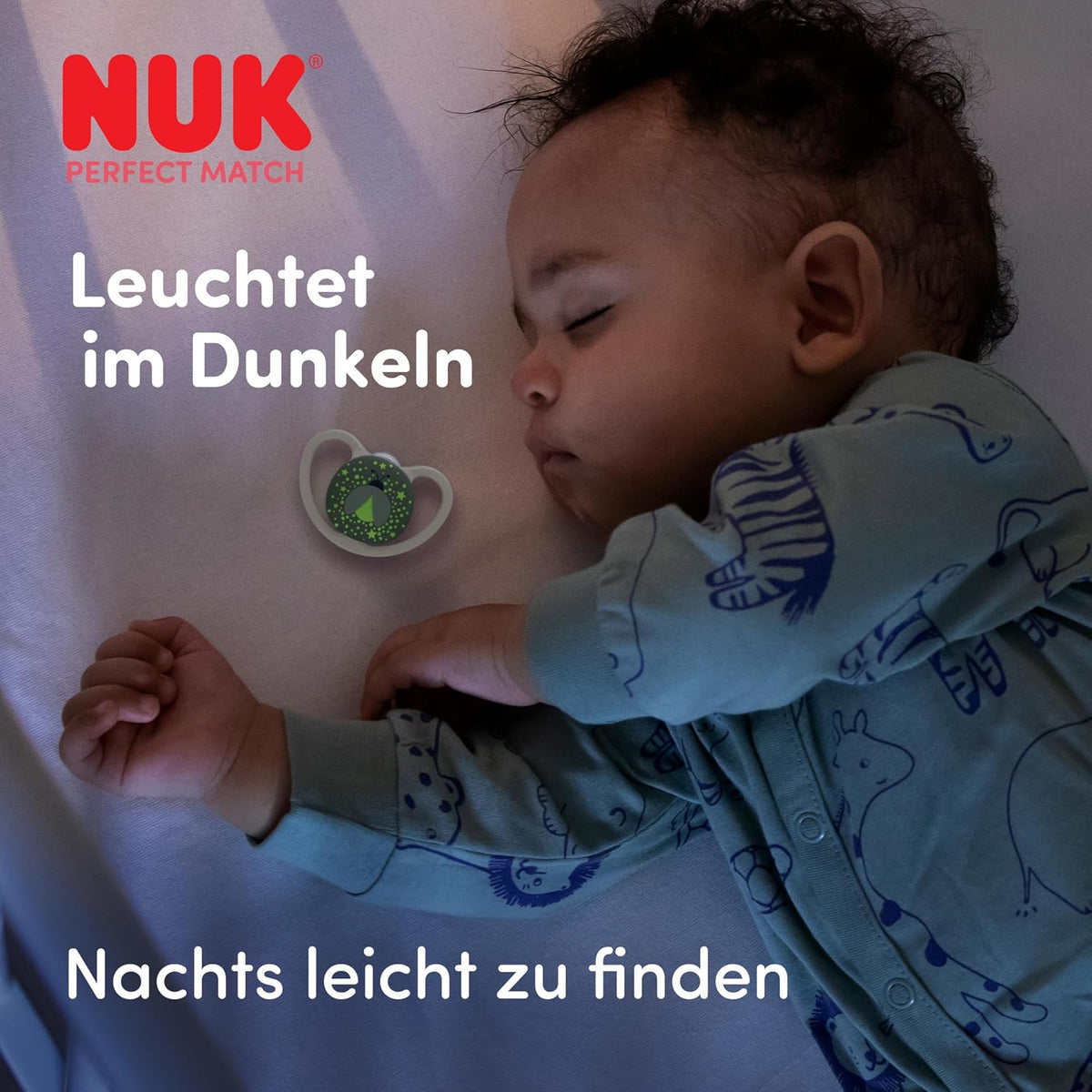 NUK Perfect Match Air Night smoczek uspokajający 0-6m x2, świecący w ciemności dla niemowląt