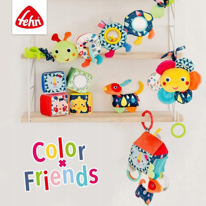 FEHN Color piłka materiałowa z dźwiękiem 16cm, kolorowa zabawka sensoryczna dla niemowląt, miękka i bezpieczna