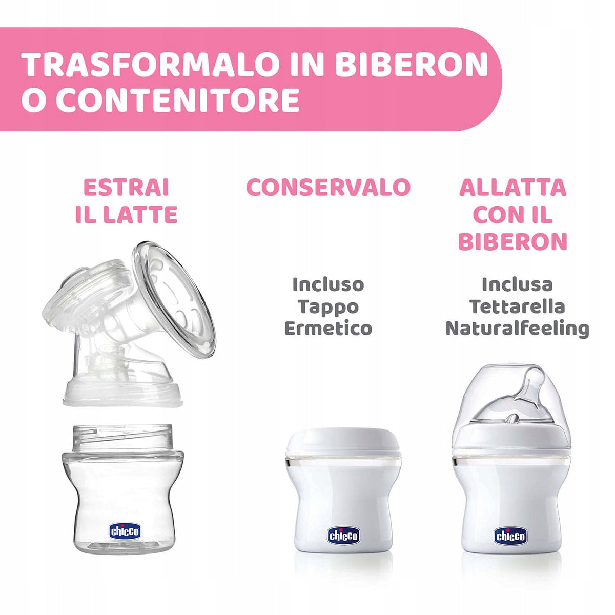 CHICCO NaturallyMe LAKTATOR elektryczny z funkcją biberonu, pojemnika i karmienia z tetrynką
