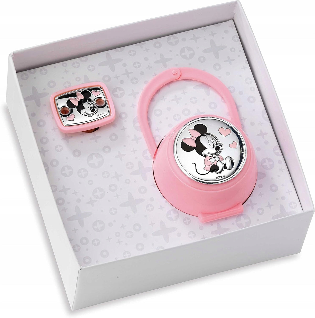 VALENTI DISNEY Minnie fopspeenhoesje + ketting PVD-coating (zilver)