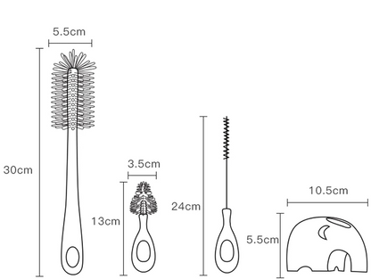 BEBAMOUR 3 in 1 spazzole in silicone per la pulizia di biberon, tettarelle e cannucce 32cm