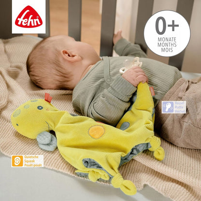 FEHN Happy Dino komforter przytulanka DINOZAUR 30 cm uchwyt smoczka dla niemowląt 0+