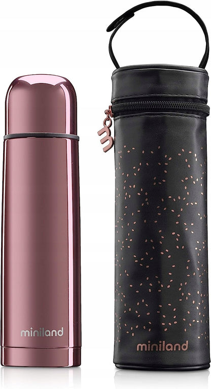 MINILAND Rose Thermosflasche aus Edelstahl 500 ml + isothermische Hülle