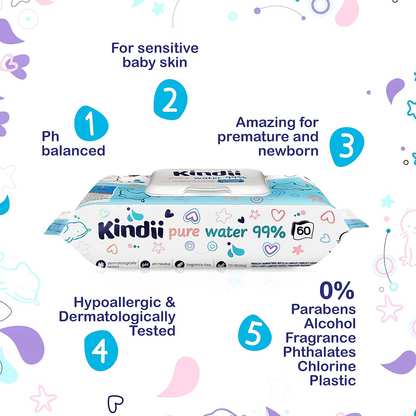 KINDII Pure Water 99 vochtige doekjes met water x60