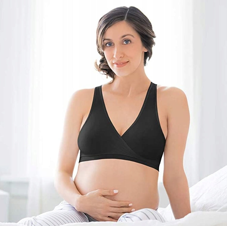 MEDELA biustonosz do karmienia na noc S czarny, bezszwowy stanik ciążowy i laktacyjny dla maksymalnego komfortu