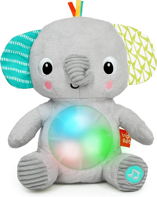 BRIGHT STARTS Huge-a-bye-Baby interactieve olifant met muziek en licht 20 cm