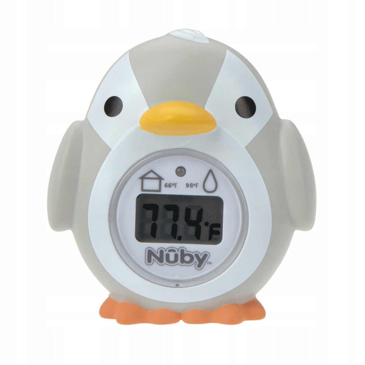 NUBY Bath & Room 2w1 cyfrowy termometr kąpielowy i pokojowy pingwin, szaro-biały, pływający