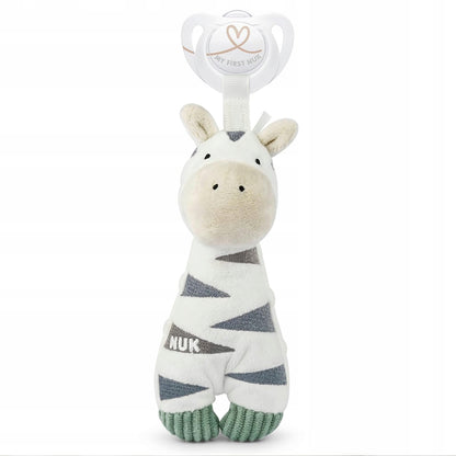 NUK Little Friend fopspeen met knuffel ZEBRA 0-6 m