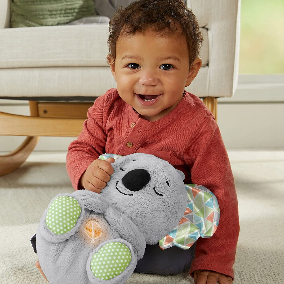 FISHER-PRICE śpiący KOALA oddychający brzuszek, przytulanka uspokajająca dla niemowląt 0+